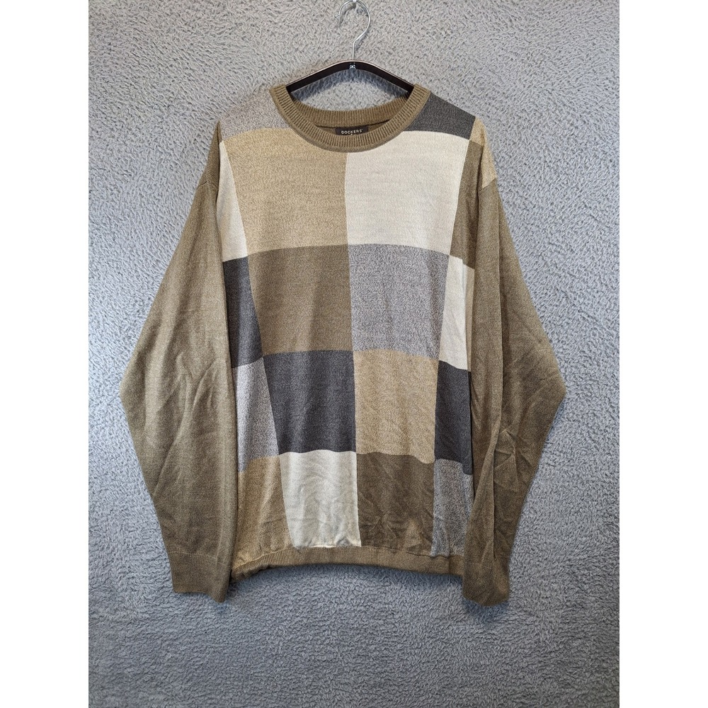 Dockers Mens 2XLT Tall Colorblock Crew Neck Pullover Sweater Long Sleeve Preppy